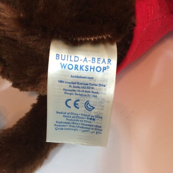 Build A Bear Monkey Plush Brown 18" Stuffed Animal Smiling Chimp Ape & Red Shirt - Picture 7 of 10